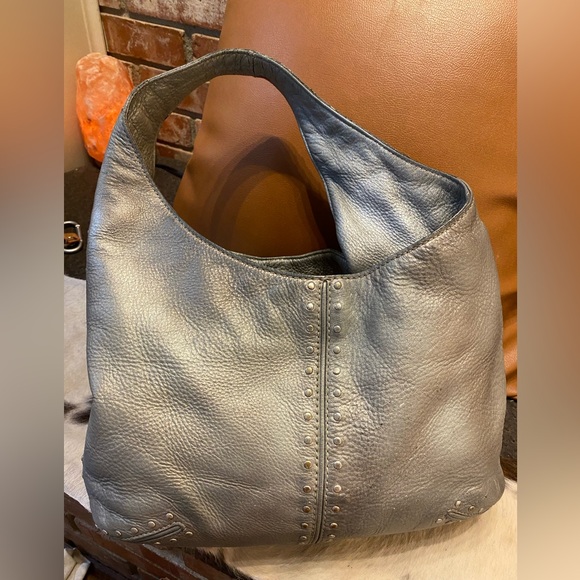 Michael Kors Handbags - Women’s Michael Kors silver metallic silver Studded Hobo Shoulder Bag Purse